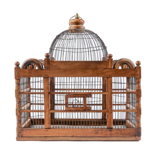 Appraisal: A wood and wirework bird cage in th c style