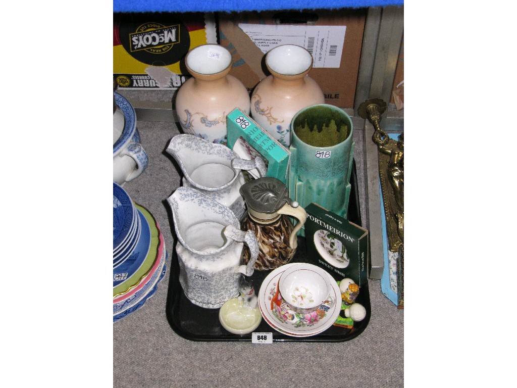 Appraisal: Tray of assorted ceramics to include Portmeirion dishes vases etc