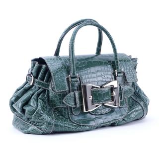 Appraisal: Gucci Limited Edition Crocodile Queen Green Travel Bag Dual handles