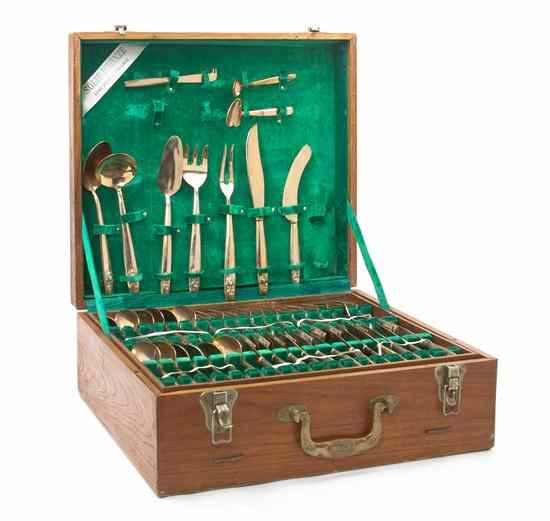 Appraisal: A Thai Bronze Flatware Set in a fitted carrying case