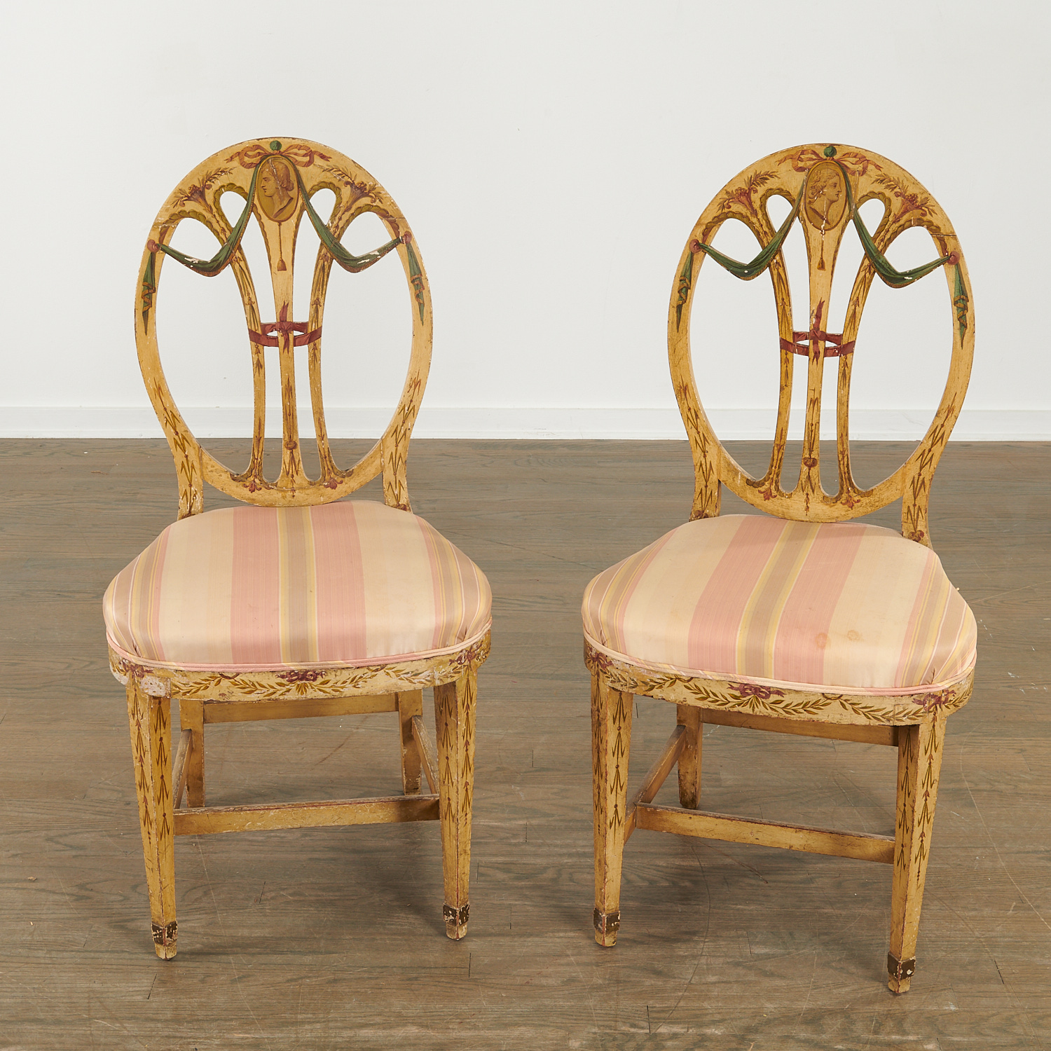 Appraisal: PAIR CONTINENTAL NEO-CLASSIC PAINTED SIDE CHAIRS th c painted wood