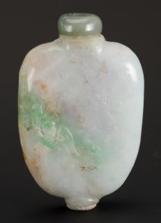 Appraisal: Green White Lavender Jade Snuff Bottle Green white and lavender