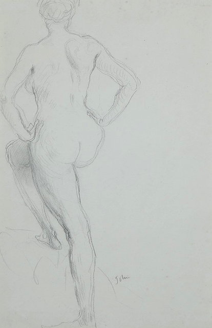 Appraisal: Augustus John British - Nude figure posingsigned lower right pencil