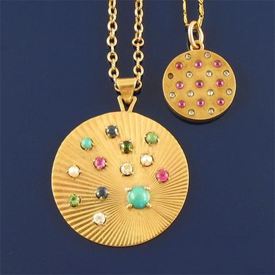 Appraisal: A gold circular hinged locket pendant Set with rose cut