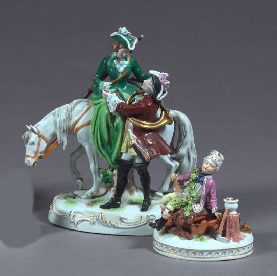 Appraisal: Two Porcelain Groups consisting of an attractive Rudolstadt porcelain group