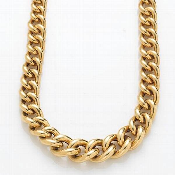 Appraisal: An k gold graduated hollow curb link necklace Italy weighing