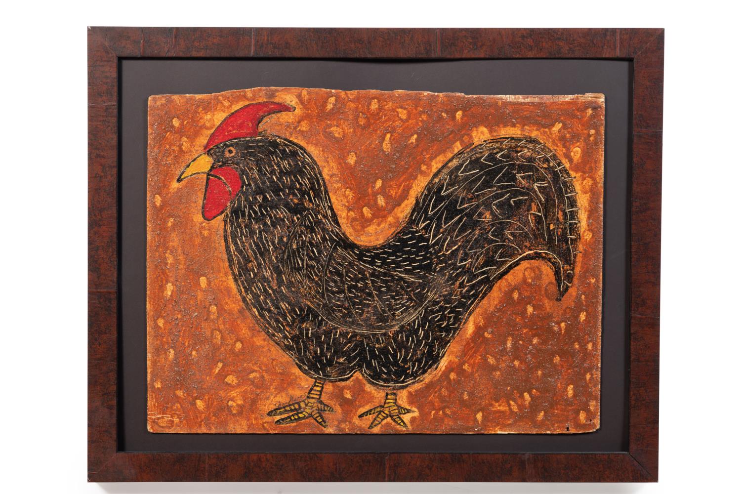 Appraisal: STEVEN CHANDLER GEORGIA RED MUD ROOSTER PAINTING Steven Chandler aka