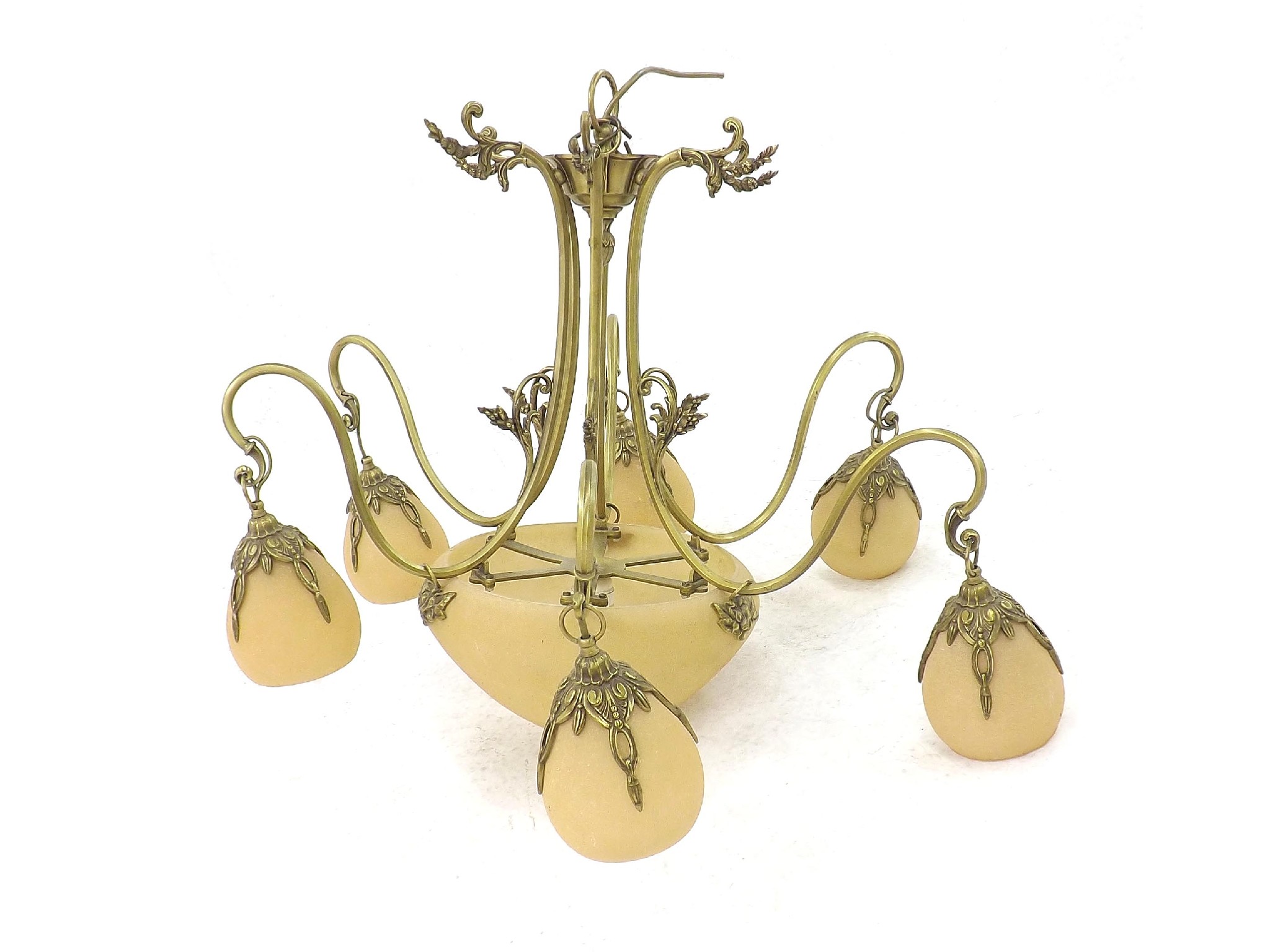 Appraisal: Attractive Art Nouveau six branch electrolier each branch with a