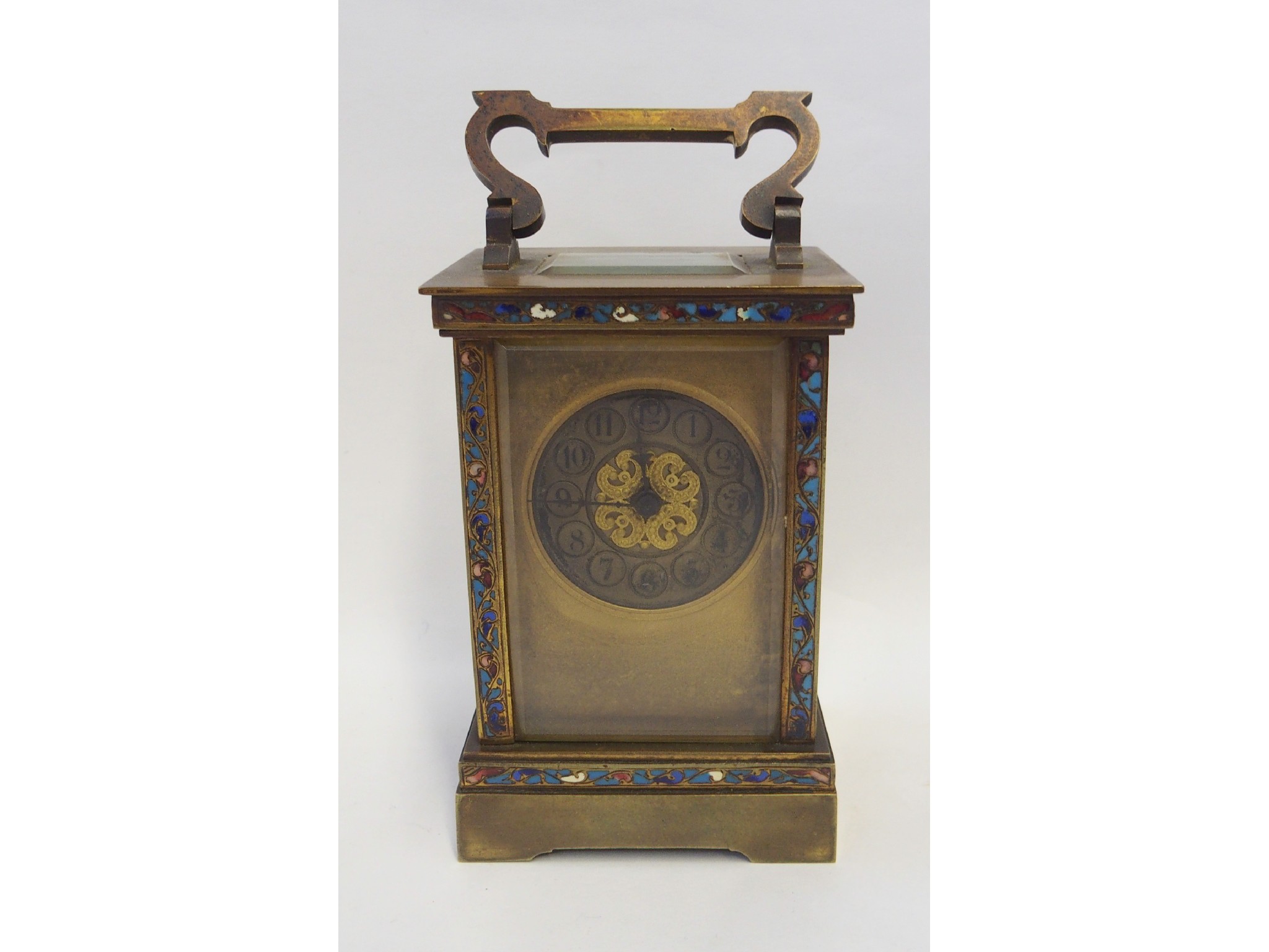 Appraisal: French champleve enamel and brass carriage clock