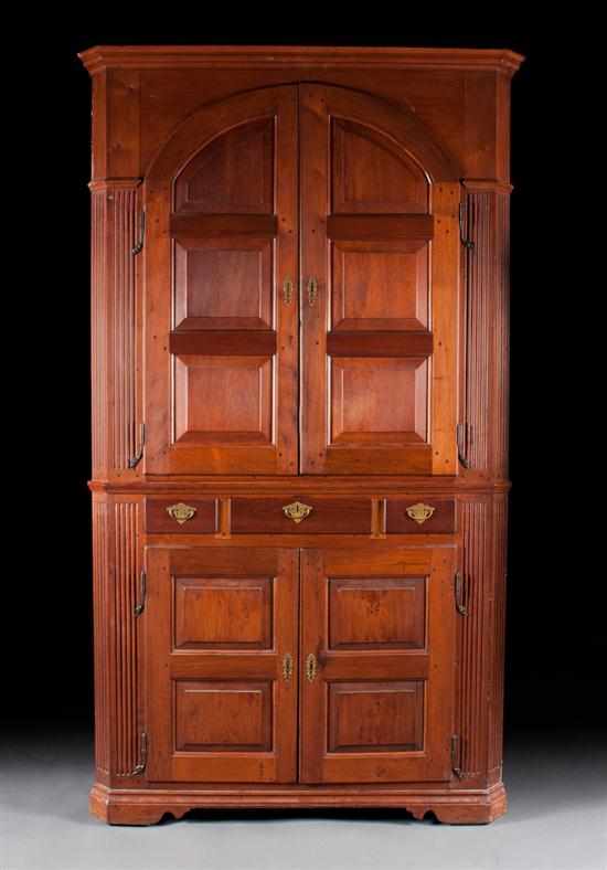 Appraisal: American Chippendale walnut blind door corner cupboard Pennsylvania mid- th