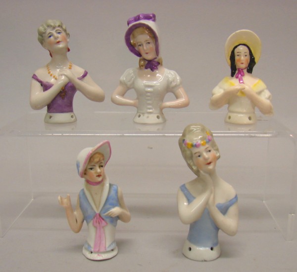 Appraisal: Lot of German china half dolls - Have arms to