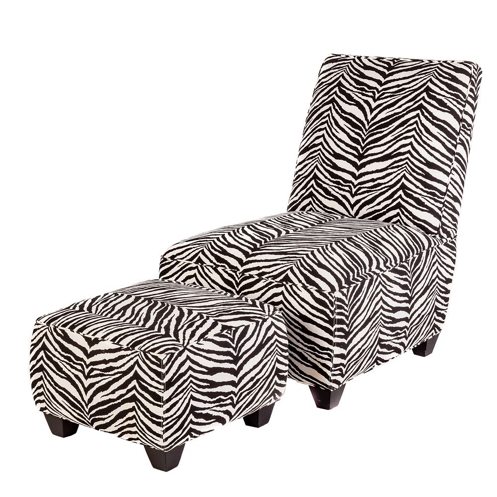 Appraisal: Lee Industries Zebra Print Chair Ottoman Chair measures in H