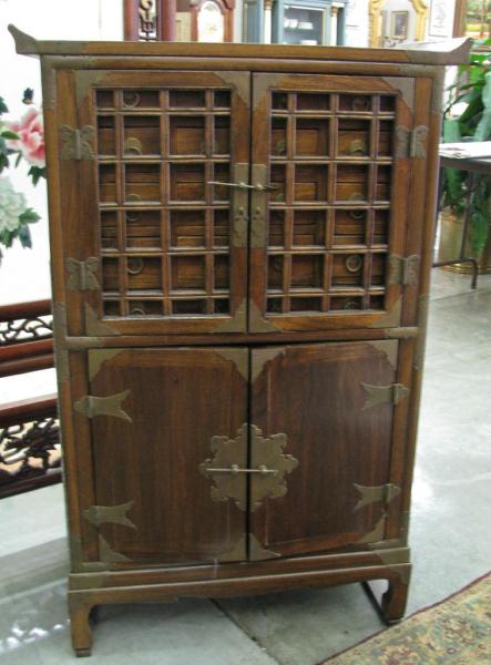 Appraisal: Vintage Chinese Spice Cabinet of Rosewood and Mahogany with twenty