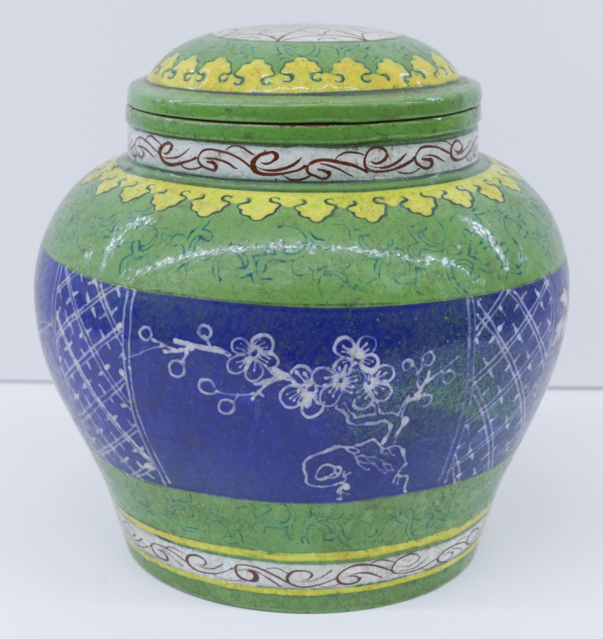 Appraisal: Chinese Republic Yixing Enameled Tea Jar ''x '' Polychrome enameled