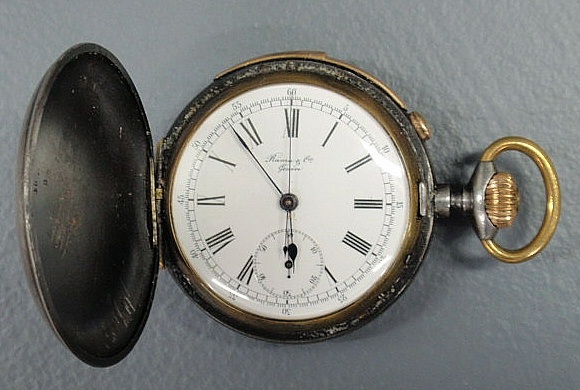 Appraisal: Gold and metal hunter cased repeater pocket watch the porcelain