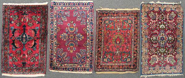 Appraisal: A small Kerman rug together with three other small Persian