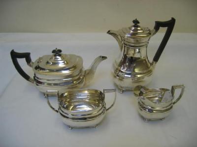 Appraisal: A FOUR PIECE TEA AND COFFEE SET of rounded oblong