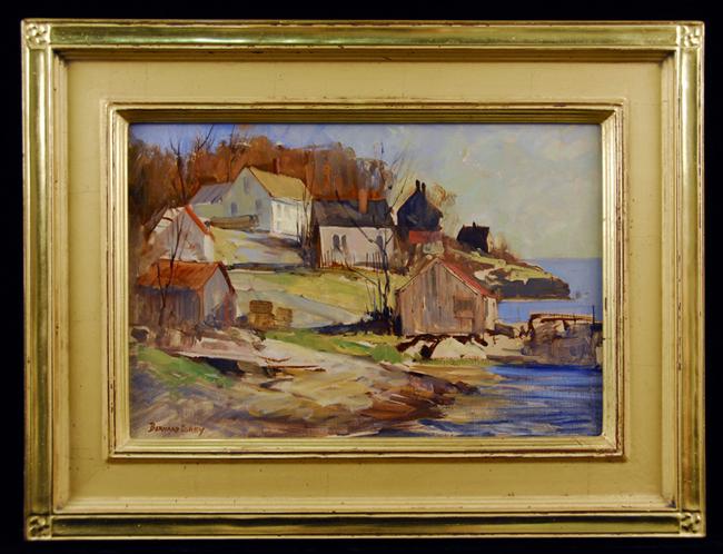 Appraisal: BERNARD COREY American - COASTAL VILLAGE oil on masonite signed