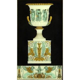 Appraisal: Vintage Decorative Reverse Painting on Glass Greek Urn Unsigned Measures