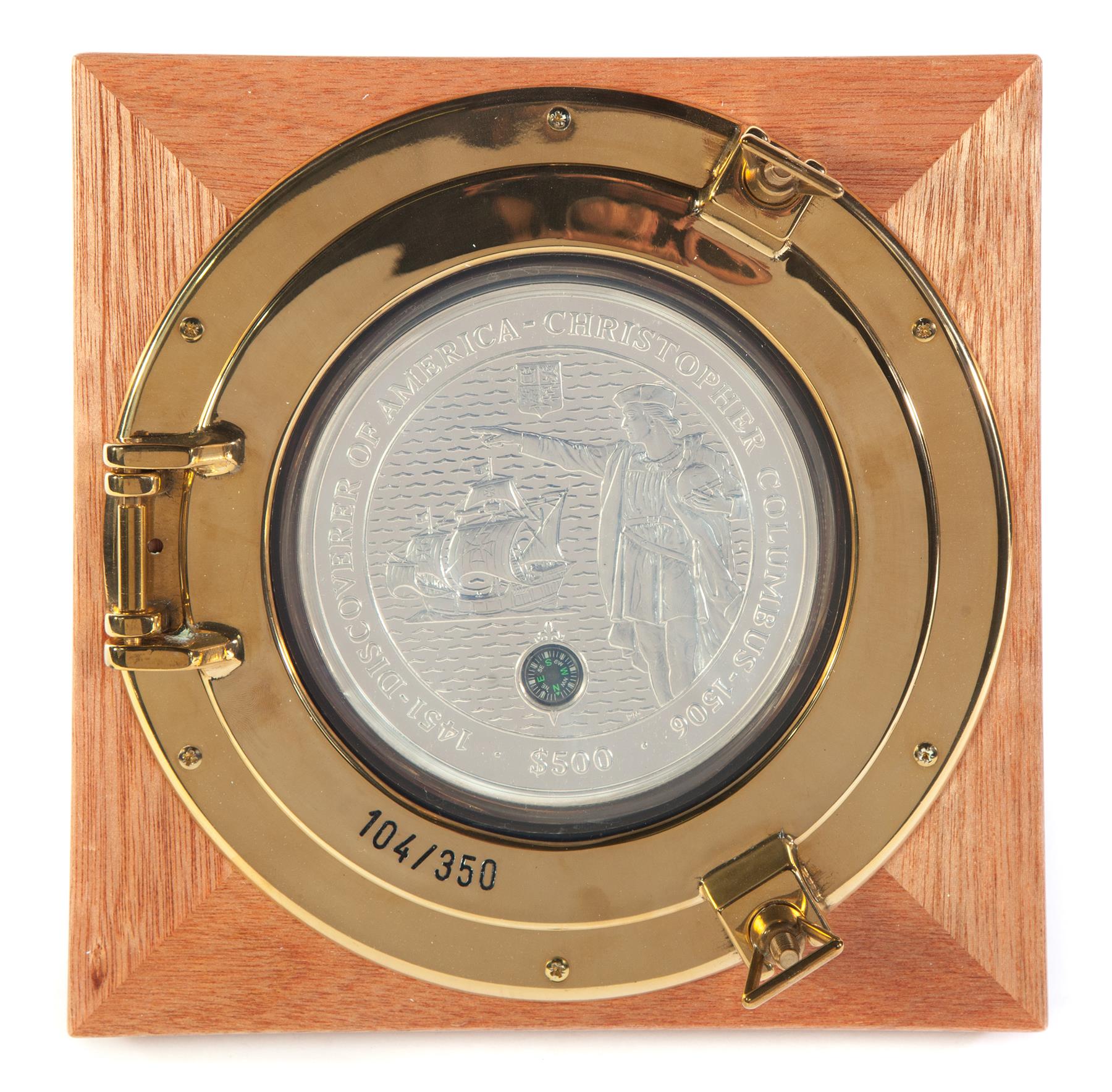 Appraisal: SILVER KILO BRITISH VIRGIN ISLANDS COIN Mounted inside a wooden