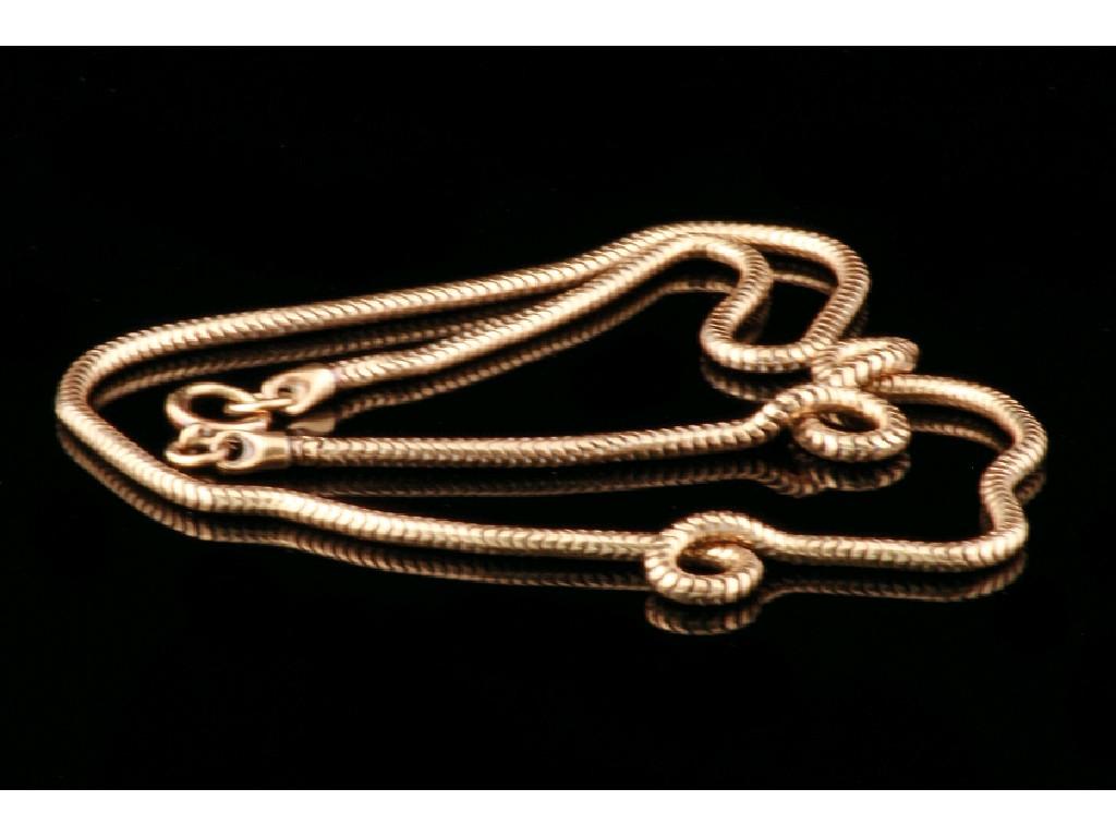 Appraisal: A CT YELLOW GOLD SNAKE LINK NECKLACE with jump ring