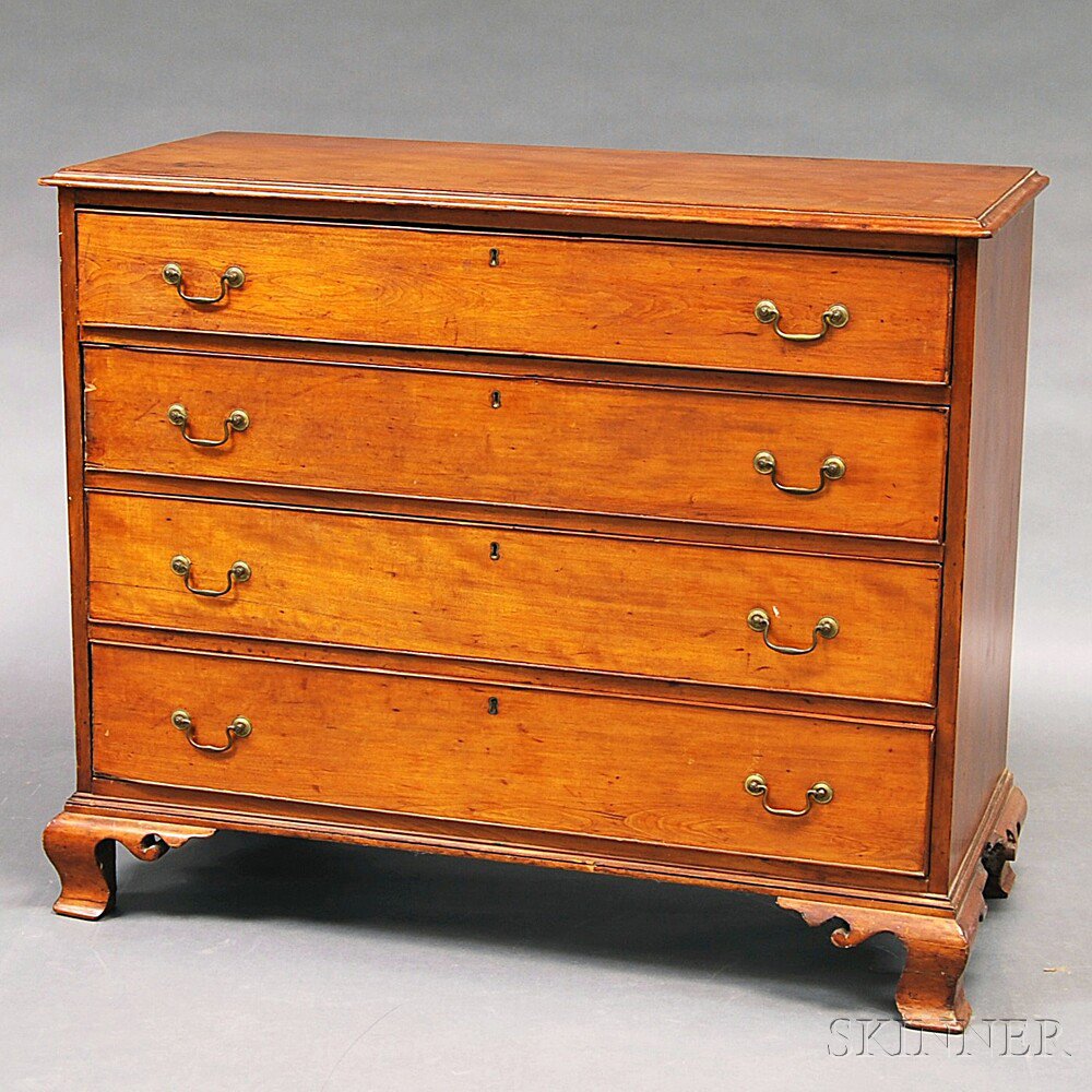 Appraisal: Chippendale Cherry Chest of Drawers Connecticut late th century the