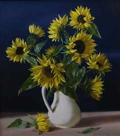 Appraisal: Boris Leifer Russian born Sunflowers oil on canvas signed and