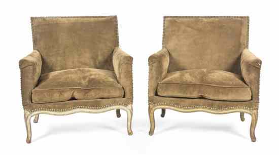 Appraisal: A Pair of Italian Bergeres each having an upholstered seat