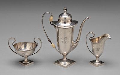 Appraisal: Three-piece sterling coffee service urn form with dome top and