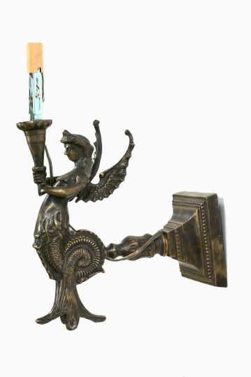 Appraisal: Continental Patinated Bronze Figural Applique first quarter th century modeled