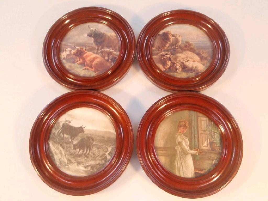 Appraisal: A set of four moulded mahogany circular frames aperture cm