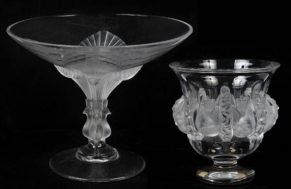 Appraisal: A Lalique molded clear and frosted glass compote Virginia inscribed