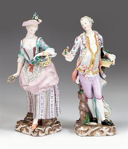 Appraisal: Pair of large Meissen porcelain figures of a gallant and