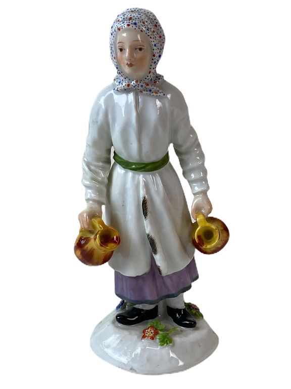 Appraisal: Meissen Porcelain Peasant Girl Meissen PorcelainPeasant Girl Marked To Bottom