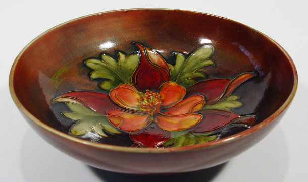 Appraisal: Moorcroft pottery flamb glazed bowl hand painted and tubelined with