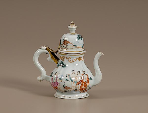 Appraisal: CHINESE-EXPORT PEARLWARE HAND-PAINTED COFFEE POT Chinese-Export th century An early