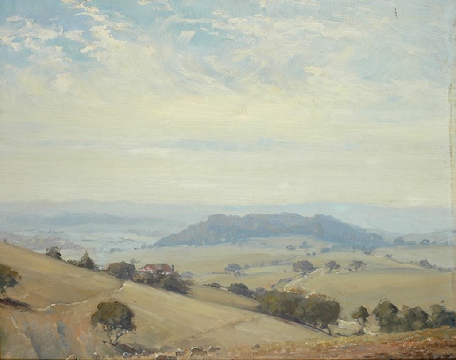 Appraisal: Robert Johnston - Hazy Morning Beyond Bathurst Mount Panorama oil