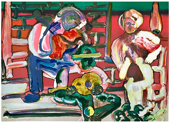 Appraisal: ROMARE BEARDEN Louisiana Serenade Color lithograph x mm x inches