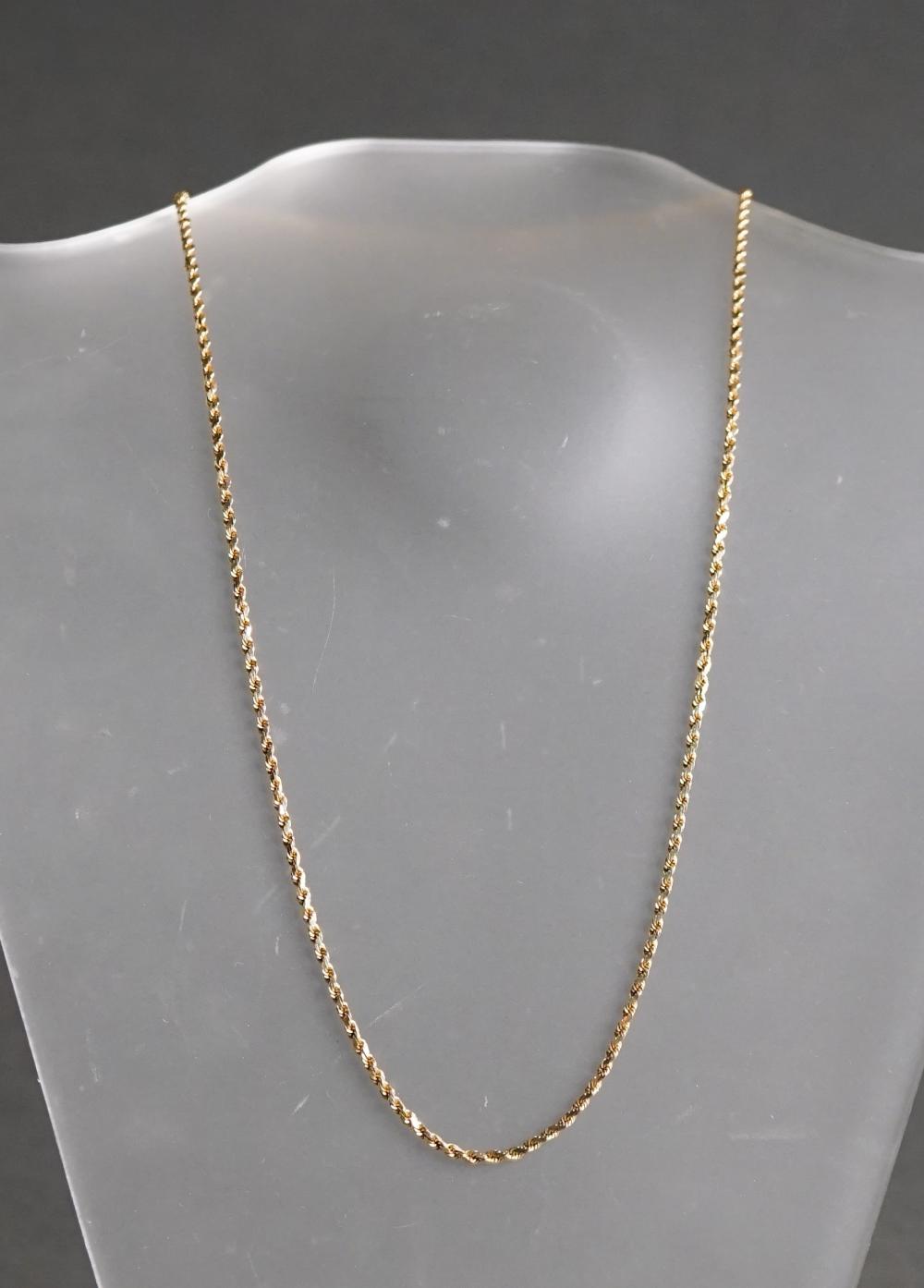 Appraisal: -KARAT YELLOW-GOLD ROPE CHAIN NECKLACE DWT L IN -Karat Yellow-Gold