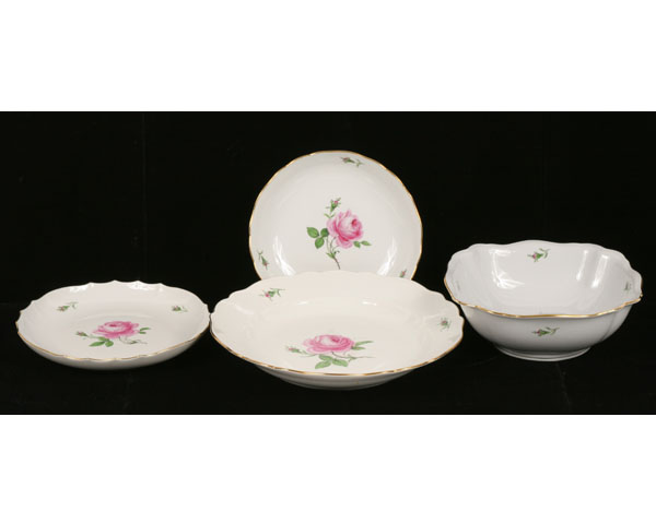 Appraisal: Four Meissen porcelain serving bowls varying depths decorated with rose