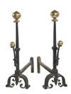 Appraisal: ANDIRONS - Fine pair of early brass ball top wrought