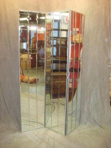 Appraisal: Midcentury Mirrored -Panel Screen Each panel x high