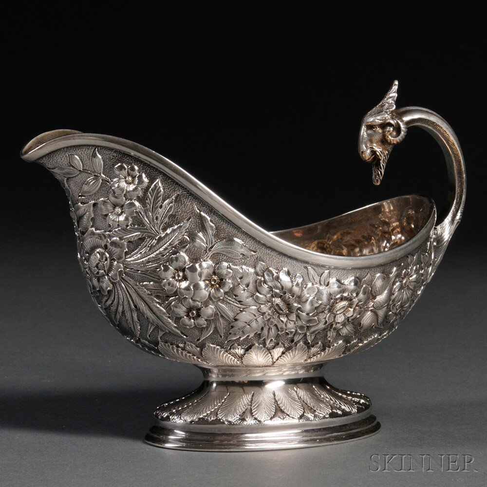 Appraisal: Tiffany Co Sterling Silver Repousse-decorated Gravy Boat New York -