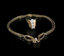 Appraisal: A Fancy Ladies' Diamond Ring And Collar Necklace Three old