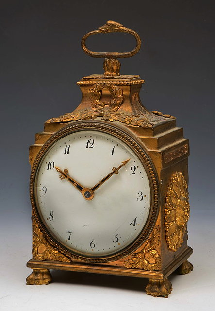 Appraisal: A LOUIS XVI STYLE PENDULE D'OFFICIER TIMEPIECE with convex white