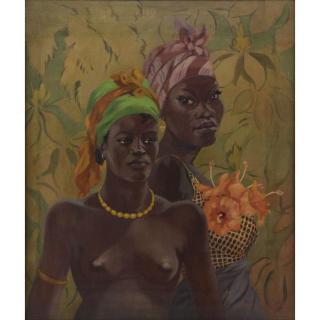 Appraisal: mile Bernard French - Oil on Canvas African Women Signed