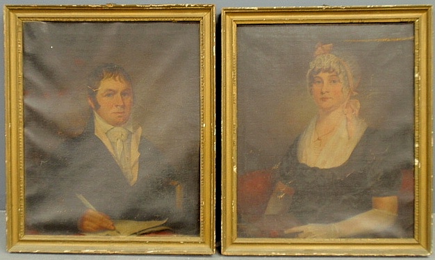 Appraisal: - Pair of portraits of a husband and wife c