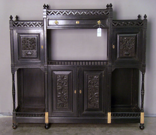 Appraisal: Chinese ebonized display cabinet h w