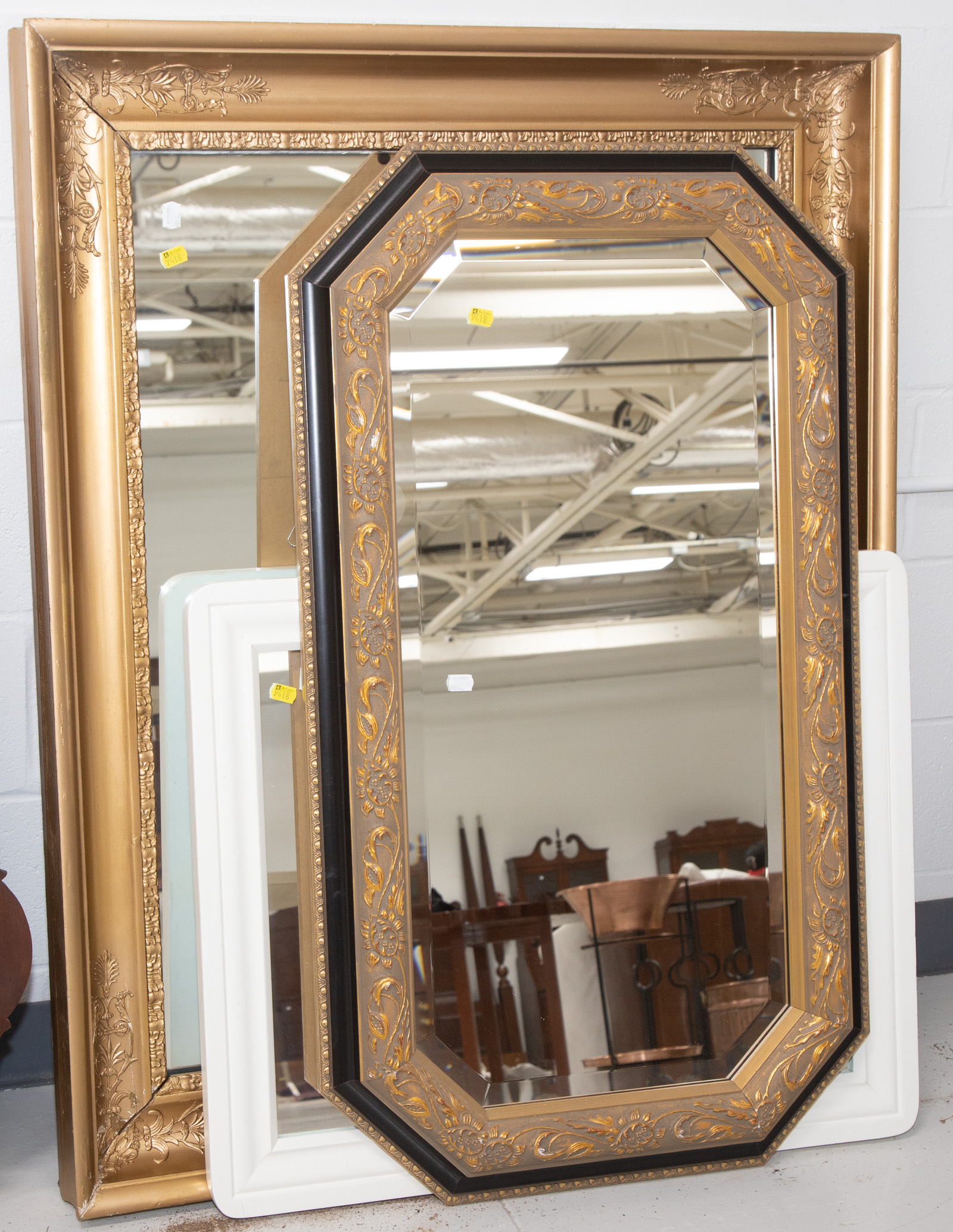 Appraisal: THREE ASSORTED WALL MIRRORS Includes two modern and one in