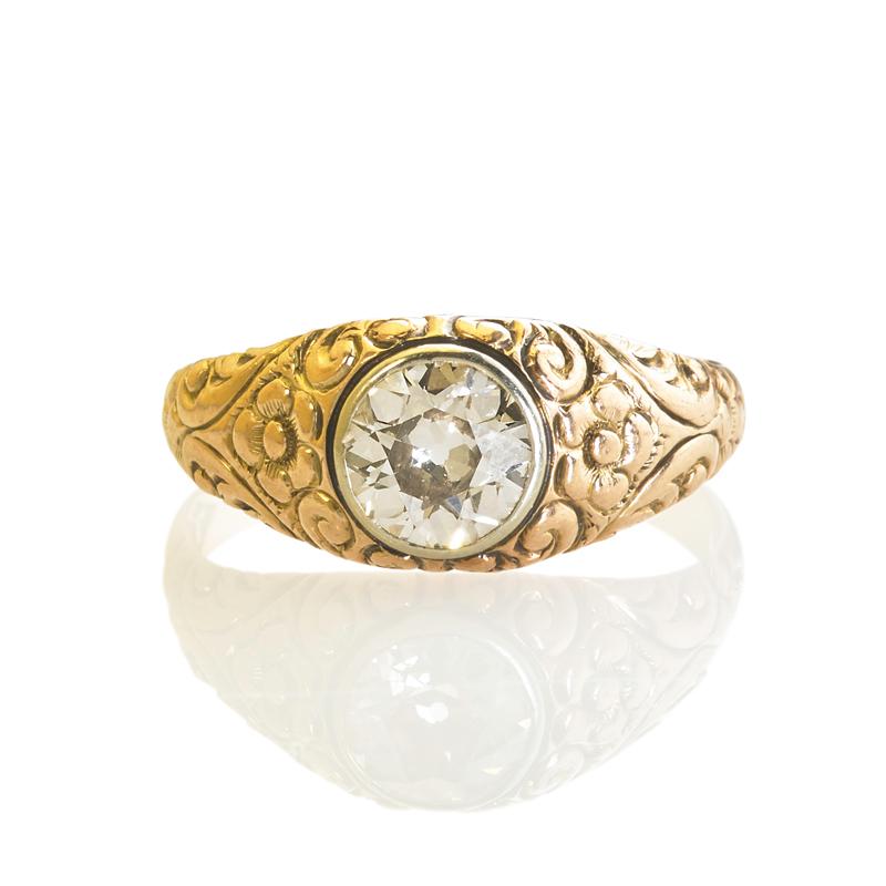 Appraisal: BELLE EPOQUE DIAMOND ROCOCO K GOLD RING Condition Report Diamond